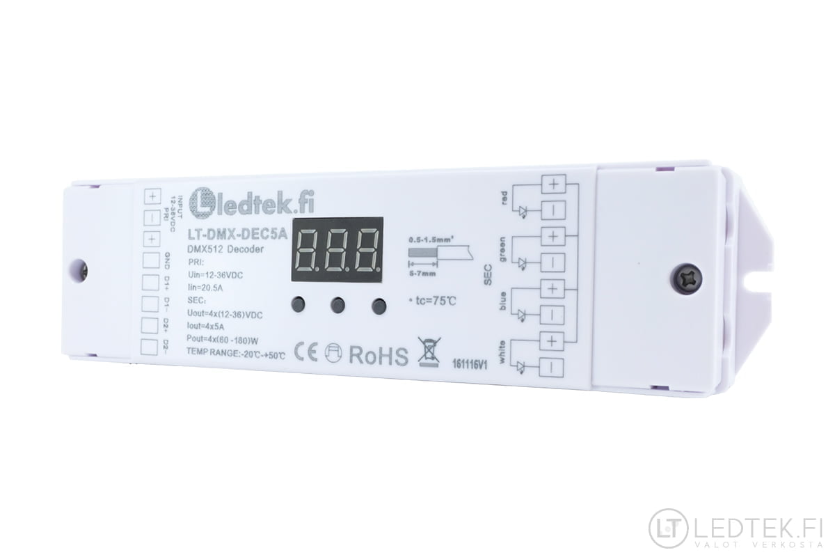 DMX 512 dekooderi 4x5A