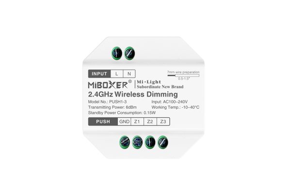 Langaton 3-alueen himmenninkytkin 2.4GHz PUSH3